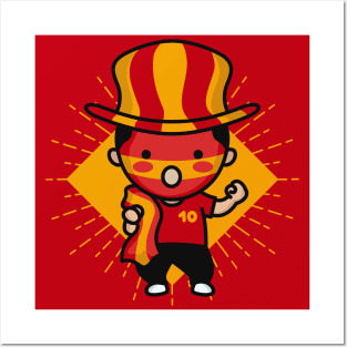 Cute Spanish Football Fan // Kawaii Cute Spain Soccer Supporter Posters and Art